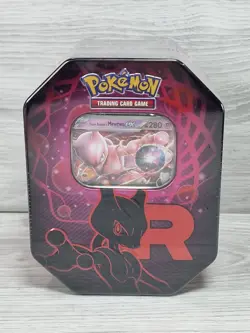 Pokemon TCG Destined Rivals Team Rocket Tin: Mewtwo Ex Sealed Trading Card Game - Image 1