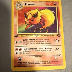 Pokemon Flareon Jungle 1st Edition Rare 3/64 70 HP Wizards of the Coast Card - Image 1
