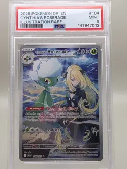 Cynthia's Roserade 2025 PSA 9 Destined Rivals #184, Illustrated Rare Card - Image 1
