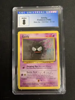 CGC 8 NEAR MINT / MINT Gastly 50/102 Base Set 1999 Common Pokemon Card TCG - Image 1