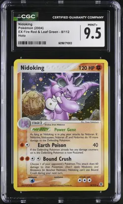 CGC 9.5 MINT+ Nidoking 2004 EX Fire Red & Leaf Green 8/112 Holo Pokemon Card - Image 1