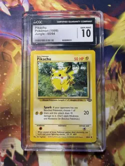 CGC 10 GEM MINT Pikachu 1999 Jungle 60/64 Pokemon Card - Image 1