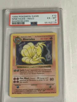 PSA 6 Ninetales Holo 12/102 Shadowless Base Set 1999 Pokemon Card - Image 1