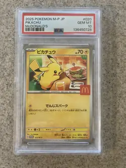PSA 10 Pikachu 020/M-P McDonald's 2025 Promo Japanese Pokemon Card - Image 1