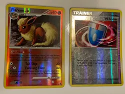 2 Pokemon Cards Flareon 19/111 & Trainer VS Seeker 140/147 Both Reverse Holo - Image 1