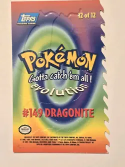 1999 Pokemon TOPPS The Movie Animation Non Holo DIE CUT Dragonite 12 of 12 - Image 2