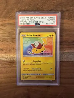 Ash's Pikachu SM108 PSA 10 Black Star Promo I Choose You! Pokemon The Movie 2017 - Image 1