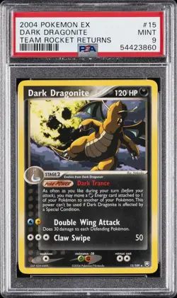 2004 POKEMON EX TEAM ROCKET RETURNS #15 DARK DRAGONITE PSA 9 - Image 1