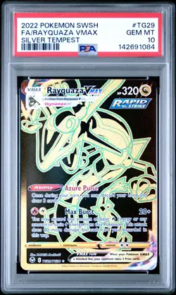 2022 POKEMON SWORD & SHIELD SILVER TEMPEST #TG29 FULL ART/RAYQUAZA VMAX PSA 10 - Image 1