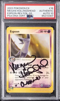 2003 POKEMON EX SANDSTORM #16 ESPEON-REVERSE FOIL PSA AUTHENTIC AUTO 10 - Image 1