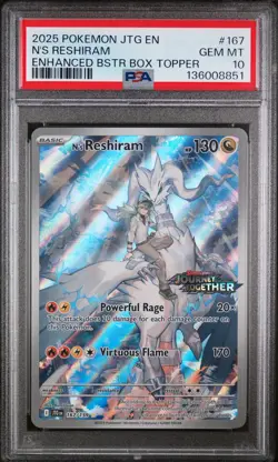 2025 POKEMON JTG EN-JOURNEY TOGETHER #167 N'S RESHIRAM PSA 10 - Image 1