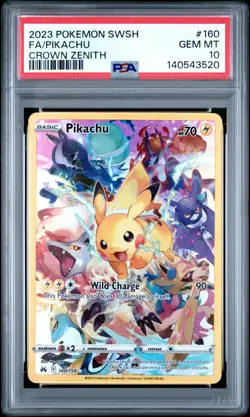 2023 POKEMON SWORD & SHIELD CROWN ZENITH #160 FULL ART/PIKACHU PSA 10 - Image 1