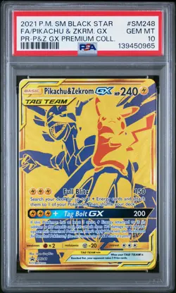 2021 POKEMON SM BLACK STAR PROMO #SM248 FULL ART/PIKACHU & ZEKROM GX PSA 10 - Image 1