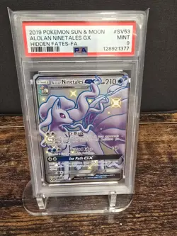 PSA 9 2019 POKEMON SUN & MOON HIDDEN FATES FULL ART/ALOLAN NINETALES GX SV53 - Image 1