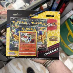 Pokemon Crown Zenith Cinderace Pin Collection 3 Pack Blister NEW/SEALED - Image 1