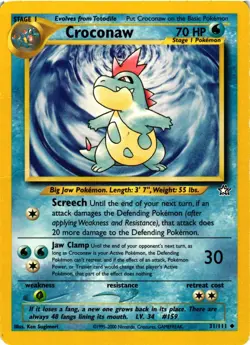 Pokemon TCG Croconaw 31/111 Neo Genesis Uncommon Unlimited LP - Image 1