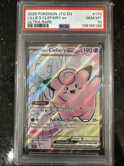 2025 Pokemon JTG En Lillie’s Clefairy Ex Ultra Rare PSA 10 - Image 1