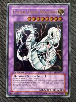 Yugioh Cyber Twin Dragon 1st Edition Ultimate Rare CRV-EN035 NM - Image 1