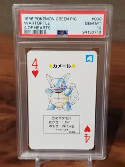 1996 Pokemon Wartortle Green Back Poker Playing Card 4 Of Hears- PSA 10 - Image 1