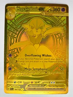 Pokemon Mega Gardevoir EX Holo Rare Gold Card 187/132 ME01 Mega Evolution - Image 1
