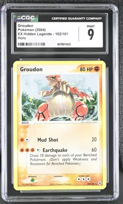 CGC 9 Groudon 2004 EX Hidden Legends 102/101 Secret Rare Holo Pokemon Card psa - Image 1