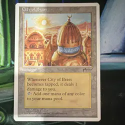 Magic The Gathering City of Brass Rare Land Chronicles Mark Tedin 1995 Wizards - Image 1