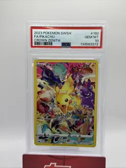2023 POKEMON SWORD & SHIELD CROWN ZENITH #160 FULL ART/PIKACHU PSA 10 - Image 1