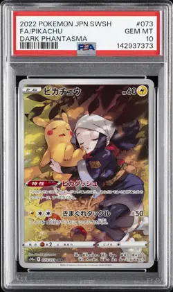 2022 POKEMON JPN SWORD & SHIELD DARK PHANTASMA #073 FULL ART/PIKACHU PSA 10 - Image 1