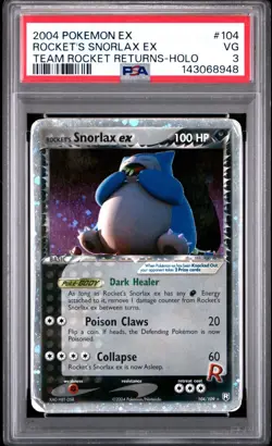 PSA 3 Snorlax EX #104 Team Rocket Returns Holo Foil 2004 Pokemon Ultra Rare VG - Image 1