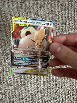 2019 POKEMON SM BLACK STAR PROMO TAG TEAM TINS FULL ART/EEVEE & SNORLAX GX - Image 1