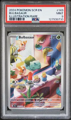 2024 POKEMON SCR EN-STELLAR CROWN ILLUSTRATION RARE #143 BULBASAUR PSA 9 - Image 1