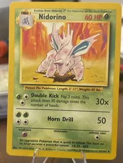 Pokemon TCG Nidorino Base Set 37/102 Regular 1999-2000 4th Print (UK) NM - Image 1