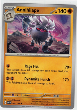 Annihilape 109/198 Scarlet & Violet Base Pokemon TCG Rare DECK EXCLUSIVE - Image 1