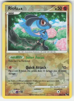 Riolu 16/17 Common POP Series 8 Pokemon Reverse Holo MP (cracked ice) - Image 1