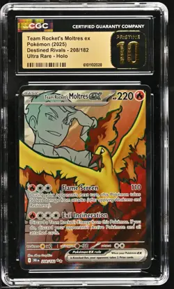 Pokemon Team Rocket's Moltres ex 208/182 Destined Rivals - CGC 10 PRISTINE - Image 1