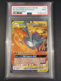 2019 Pokemon Sun And Moon 44 Moltres/Zapdos/Articuno Gx Hidden Fates PSA 9 - Image 1