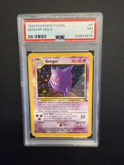 1999 POKEMON FOSSIL #5 GENGAR-HOLO PSA 7 - Image 1