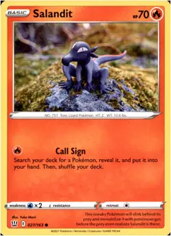 Salandit 027/163 Common - Pokemon SWSH05: Battle Styles LP-NM - Image 1
