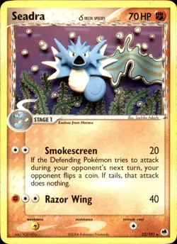 Seadra (Delta Species) 22/101 Rare - Pokemon Dragon Frontiers 2006 Damanged - Image 1