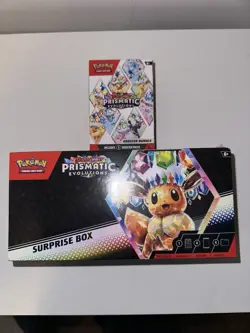 Pokemon Scarlet Violet Prismatic Evolutions Surprise Box and Booster Bundle - Image 1