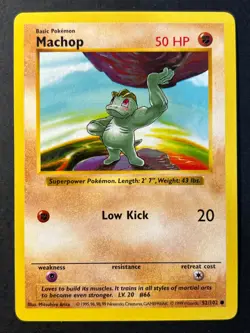 Machop 52/102 Shadowless Base Set - Pokemon Card WOTC D Pack Fresh - Image 1