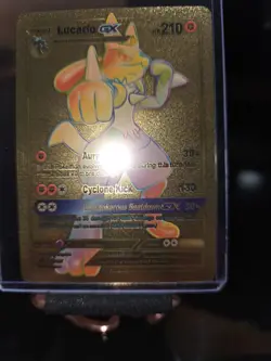 Lucario GX Rainbow Gold Foil Fan Art Vinyl Textured Collector Pokemon Card - Image 2