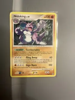 Pokemon Rising Rivals Nidoking Rare 29/111 HP Damaged See Pics - Image 1