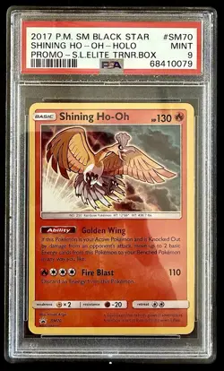 2017 POKEMON SM BLACK STAR PROMO #SM70 SHINING HO-OH HOLO PSA 9 - Image 1