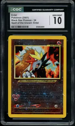 2001 Pokemon Entei WOTC Black Star Promo 34 CGC 10 GEM MINT - Image 1