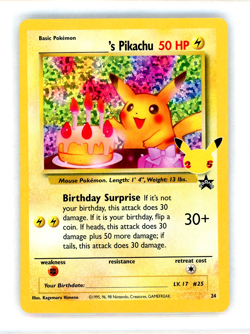 Pokemon Celebrations Classic Collection Birthday Surprise Pikachu #24 NM - Image 1