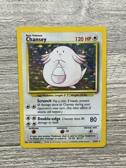 Pokemon Holo Chansey 3/102 Base Set Unlimited Pokemon TCG - LP/EX - Image 1