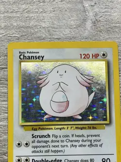 Pokemon Holo Chansey 3/102 Base Set Unlimited Pokemon TCG - LP/EX - Image 2