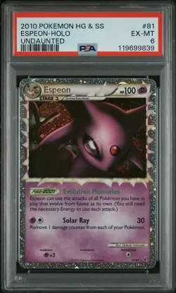 PSA 6 Espeon Prime 2010 Pokemon HeartGold & SoulSilver Undaunted #81 Holo - Image 1