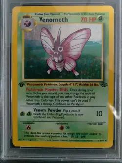 Graded PSA 5 1999 Pokemon Jungle - Venomoth - HOLO 1st Edition #13 - Image 2